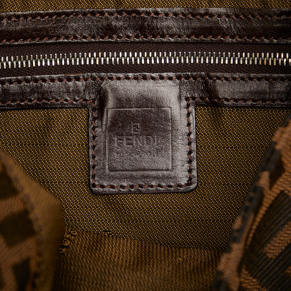 フェンディ ズッカ マンマバケット ハンドバッグ ワンショルダーバッグ 26424 ブラウン キャンバス レザー レディース FENDI 【中古】