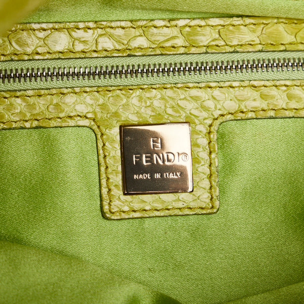 フェンディ マンマバケット ビジュー ショルダーバッグ ブラック マルチカラー キャンバス パイソン レディース FENDI 【中古】