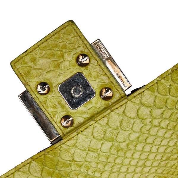 フェンディ マンマバケット ビジュー ショルダーバッグ ブラック マルチカラー キャンバス パイソン レディース FENDI 【中古】