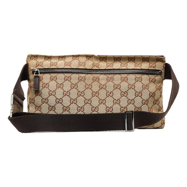 グッチ GGキャンバス ウエストバッグ  ボディバッグ 28566 ベージュ ブラウン キャンバス レザー レディース GUCCI 【中古】