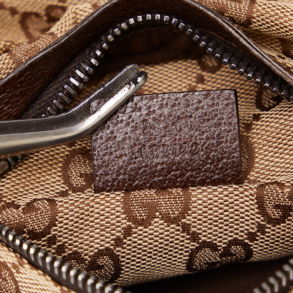 グッチ GGキャンバス ウエストバッグ  ボディバッグ 28566 ベージュ ブラウン キャンバス レザー レディース GUCCI 【中古】
