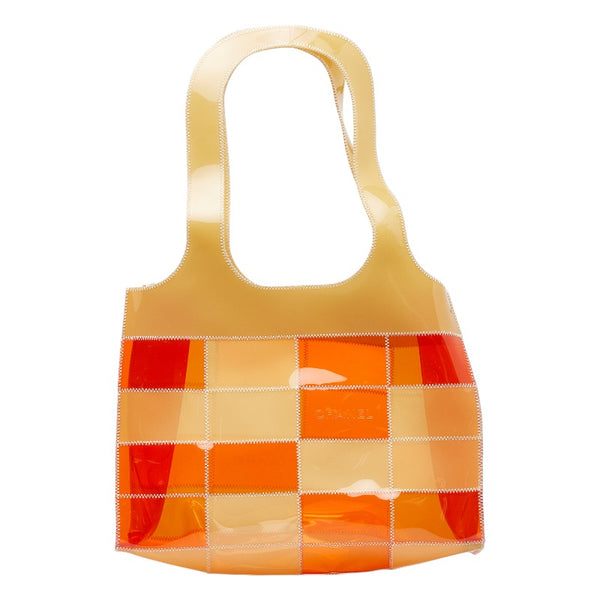 シャネル クリアバッグ トートバッグ ショルダーバッグ オレンジ ベージュ ビニール レディース CHANEL 【中古】