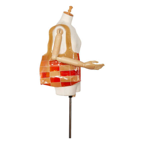 シャネル クリアバッグ トートバッグ ショルダーバッグ オレンジ ベージュ ビニール レディース CHANEL 【中古】