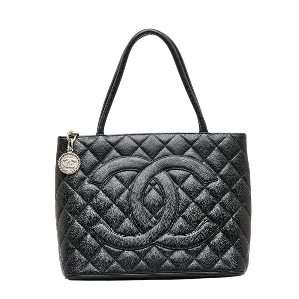 シャネル 復刻トート ココマーク ハンドバッグ トートバッグ ブラック キャビアスキン レディース CHANEL 【中古】