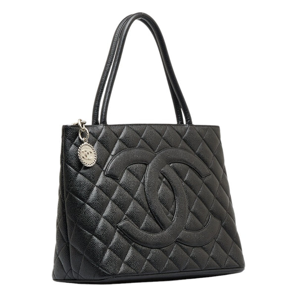 シャネル 復刻トート ココマーク ハンドバッグ トートバッグ ブラック キャビアスキン レディース CHANEL 【中古】
