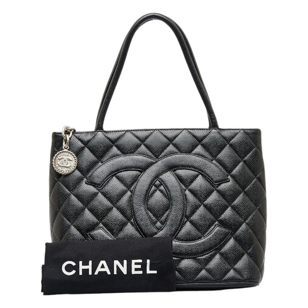 シャネル 復刻トート ココマーク ハンドバッグ トートバッグ ブラック キャビアスキン レディース CHANEL 【中古】