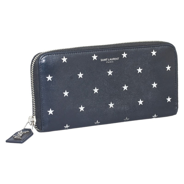 サンローラン スター ラウンドファスナー 長財布 414680 ブラック レザー レディース SAINT LAURENT 【中古】