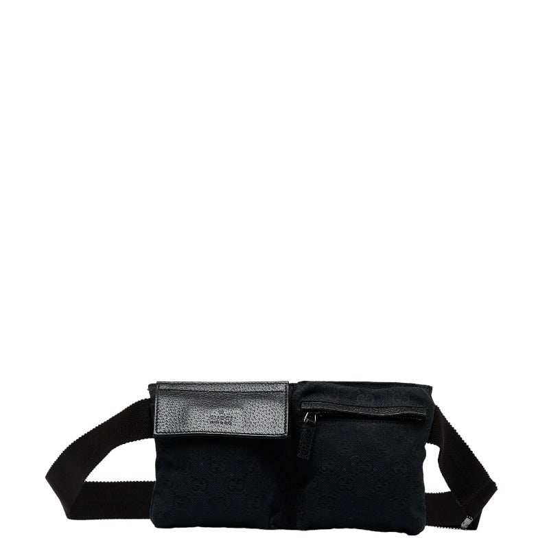 グッチ GGキャンバス ボディバッグ ウエストバッグ 162962 ブラック キャンバス レザー レディース GUCCI 【中古】