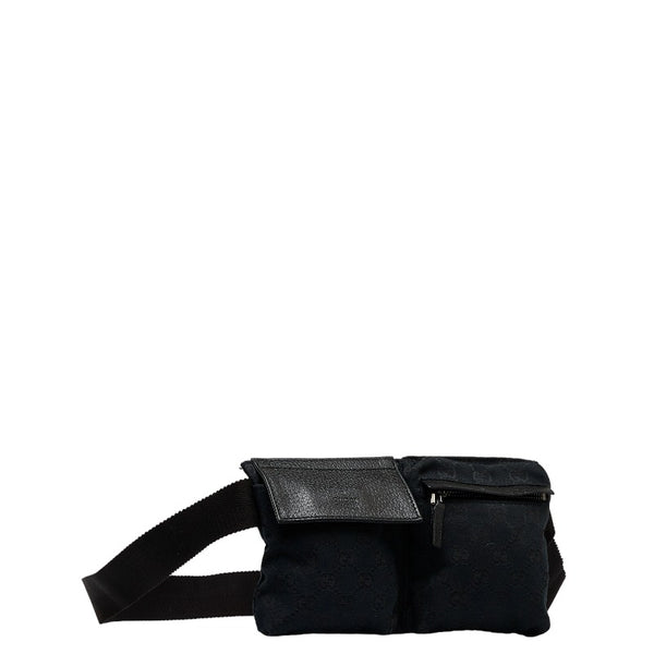 グッチ GGキャンバス ボディバッグ ウエストバッグ 162962 ブラック キャンバス レザー レディース GUCCI 【中古】