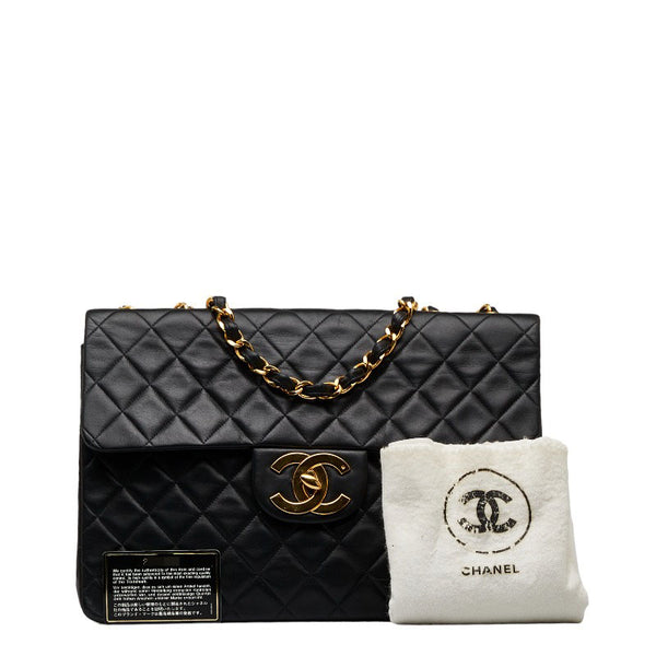 シャネル デカマトラッセ ココマーク チェーン ショルダーバッグ ブラック レザー レディース CHANEL 【中古】