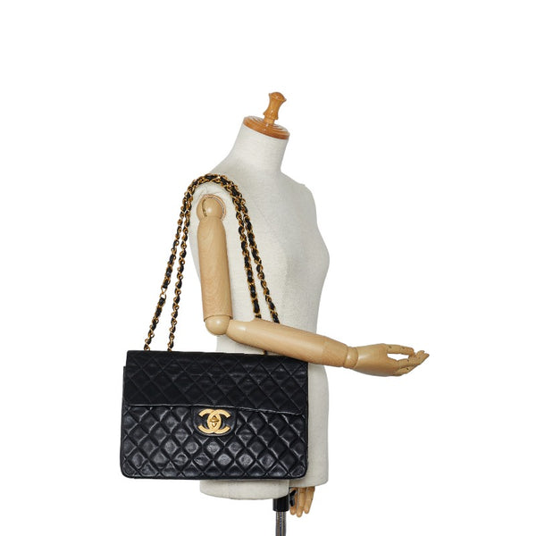 シャネル デカマトラッセ ココマーク チェーン ショルダーバッグ ブラック レザー レディース CHANEL 【中古】