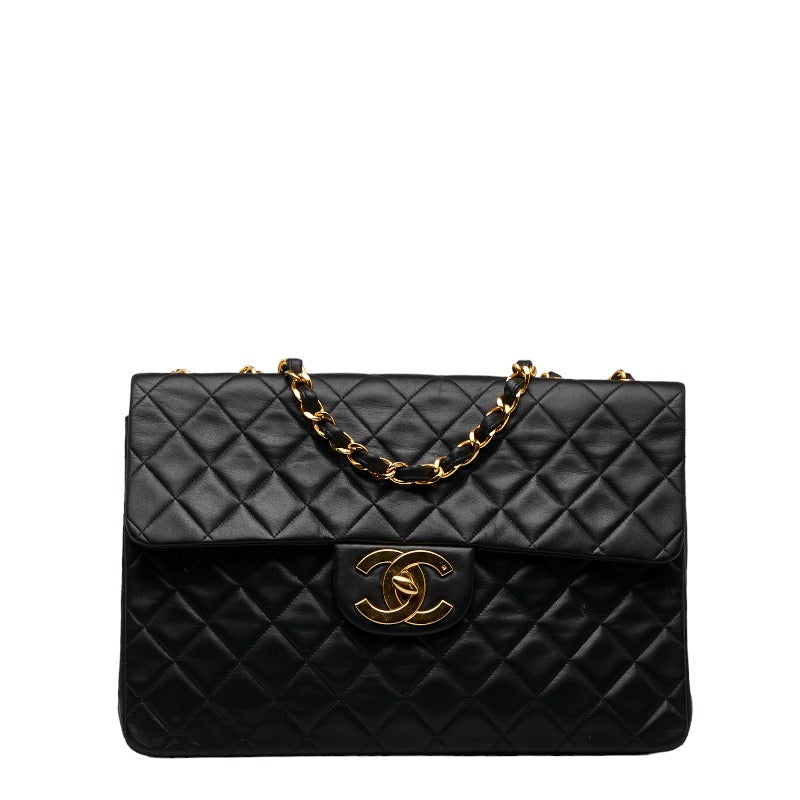 シャネル デカマトラッセ ココマーク チェーン ショルダーバッグ ブラック レザー レディース CHANEL 【中古】