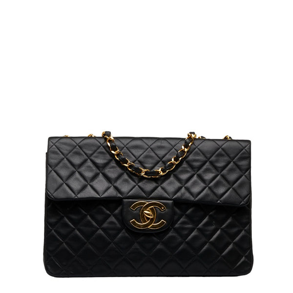シャネル デカマトラッセ ココマーク チェーン ショルダーバッグ ブラック レザー レディース CHANEL 【中古】