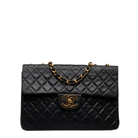 シャネル デカマトラッセ ココマーク チェーン ショルダーバッグ ブラック レザー レディース CHANEL 【中古】