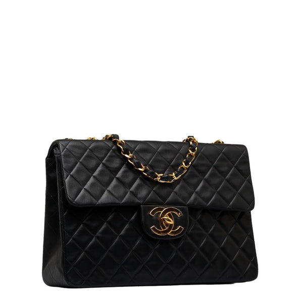 シャネル デカマトラッセ ココマーク チェーン ショルダーバッグ ブラック レザー レディース CHANEL 【中古】