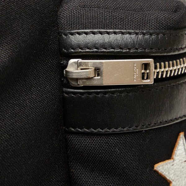 サンローラン CITY シティ スター リュック バックパック 360206 ブラック シルバー キャンバス レザー メンズ SAINT LAURENT 【中古】