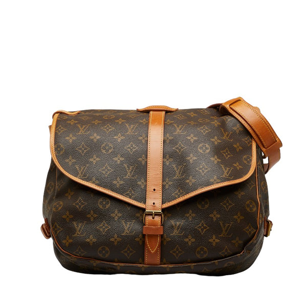ルイ ヴィトン モノグラム ソミュール35 斜め掛け ショルダーバッグ M42254 ブラウン PVC レザー レディース LOUIS VUITTON 【中古】