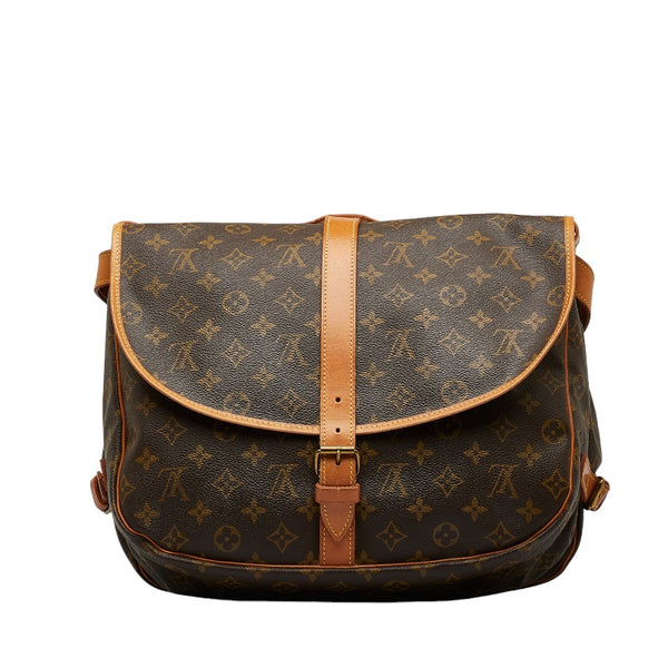 ルイ ヴィトン モノグラム ソミュール35 斜め掛け ショルダーバッグ M42254 ブラウン PVC レザー レディース LOUIS VUITTON 【中古】