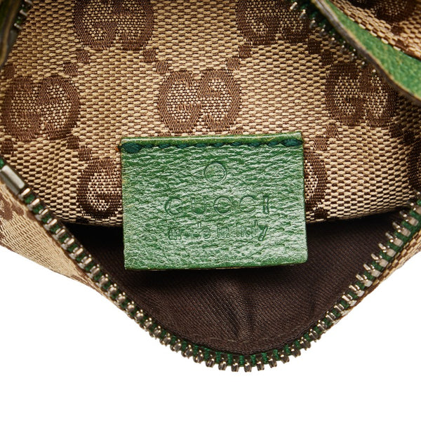 グッチ GGキャンバス ウエストバッグ ボディバッグ 28566 ベージュ グリーン キャンバス レザー レディース GUCCI 【中古】