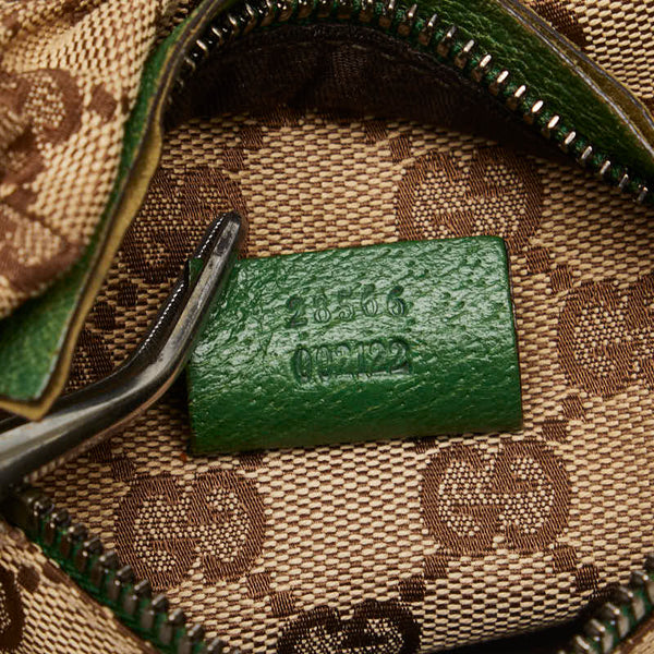 グッチ GGキャンバス ウエストバッグ ボディバッグ 28566 ベージュ グリーン キャンバス レザー レディース GUCCI 【中古】