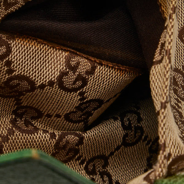 グッチ GGキャンバス ウエストバッグ ボディバッグ 28566 ベージュ グリーン キャンバス レザー レディース GUCCI 【中古】