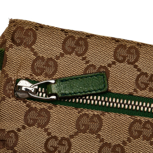 グッチ GGキャンバス ウエストバッグ ボディバッグ 28566 ベージュ グリーン キャンバス レザー レディース GUCCI 【中古】