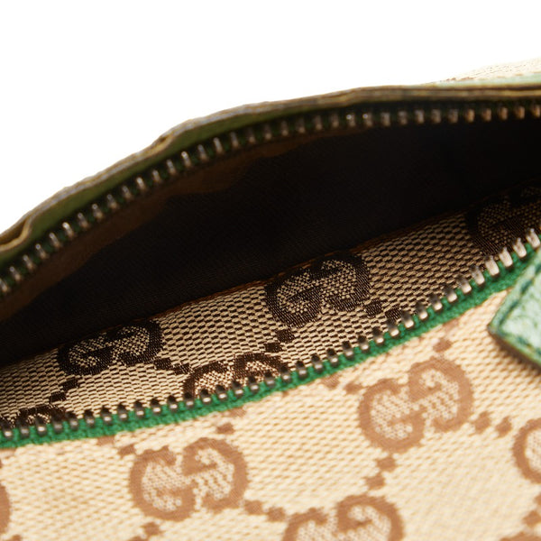 グッチ GGキャンバス ウエストバッグ ボディバッグ 28566 ベージュ グリーン キャンバス レザー レディース GUCCI 【中古】