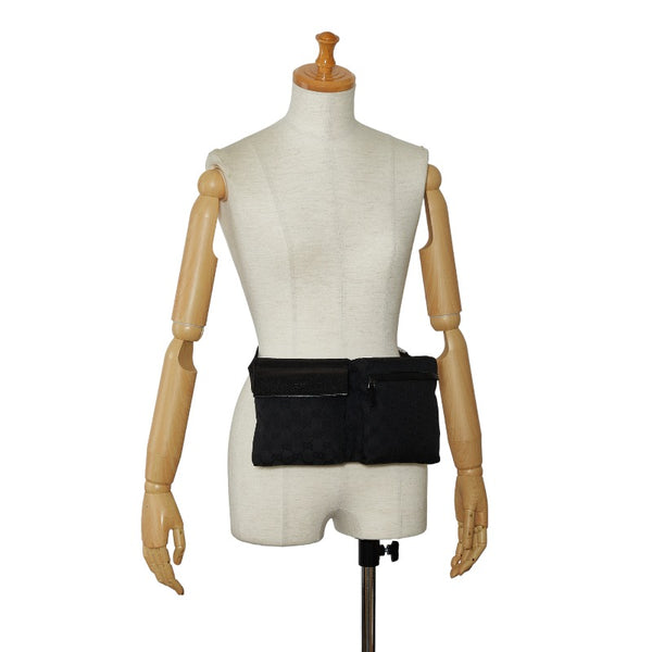 グッチ GGキャンバス ボディバッグ ウエストバッグ 28566 ブラック キャンバス レザー レディース GUCCI 【中古】