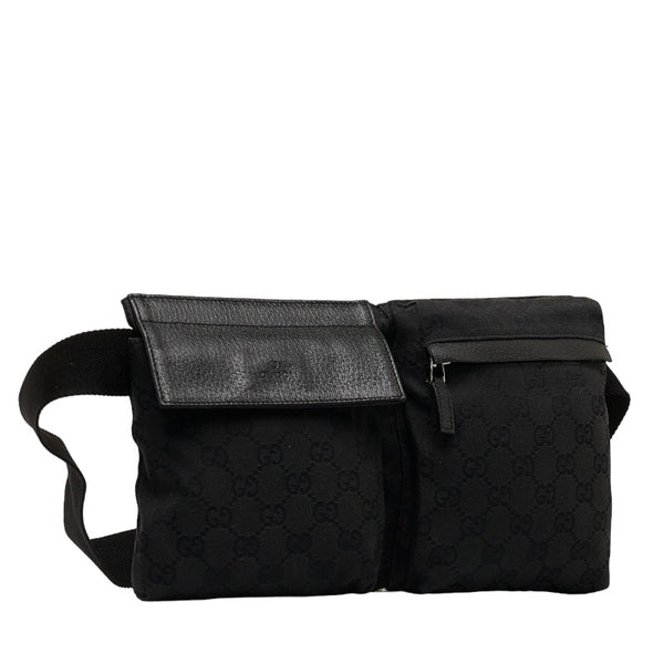 グッチ GGキャンバス ボディバッグ ウエストバッグ 28566 ブラック キャンバス レザー レディース GUCCI 【中古】