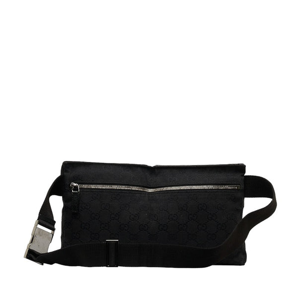 グッチ GGキャンバス ボディバッグ ウエストバッグ 28566 ブラック キャンバス レザー レディース GUCCI 【中古】