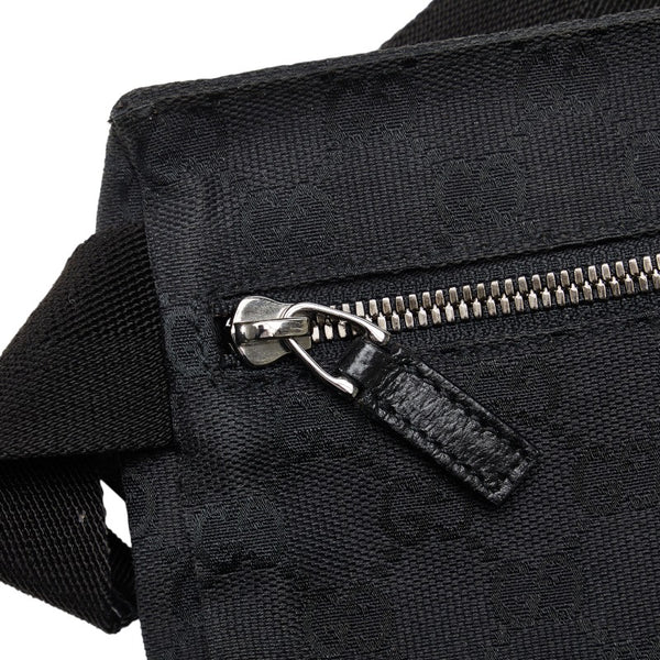 グッチ GGキャンバス ボディバッグ ウエストバッグ 28566 ブラック キャンバス レザー レディース GUCCI 【中古】