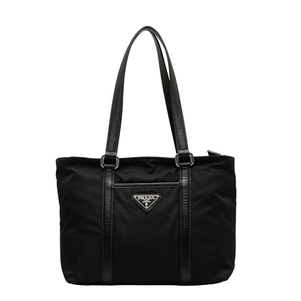 プラダ トートバッグ ハンドバッグ ブラック レザー ナイロン レディース PRADA 【中古】