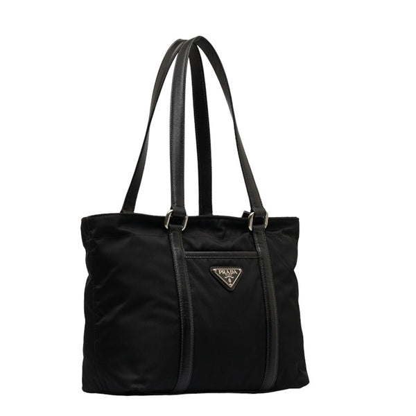 プラダ トートバッグ ハンドバッグ ブラック レザー ナイロン レディース PRADA 【中古】