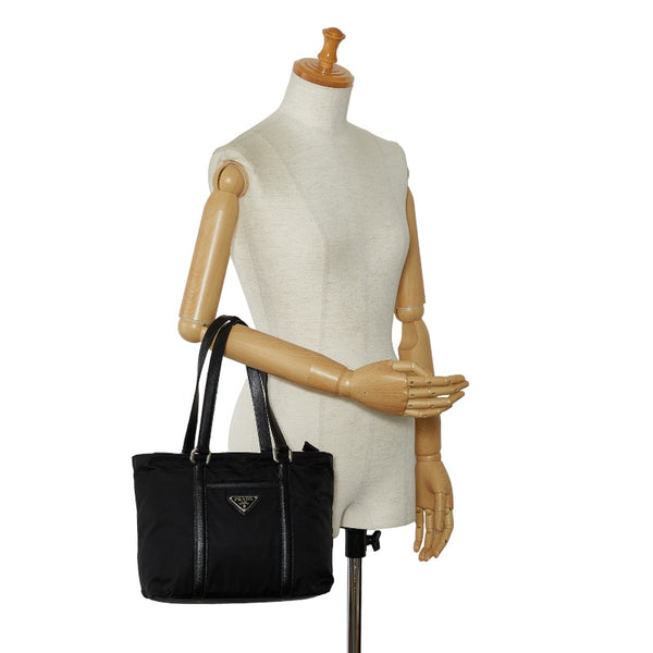プラダ トートバッグ ハンドバッグ ブラック レザー ナイロン レディース PRADA 【中古】