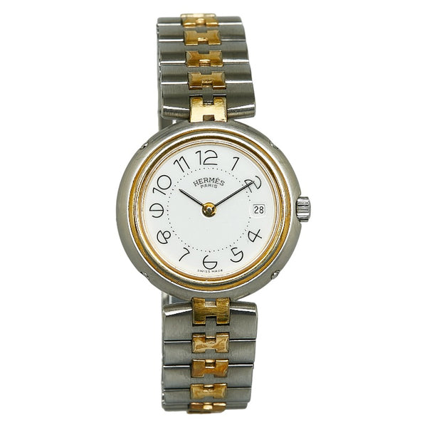 エルメス ボーイズ プロフィール 腕時計 クオーツ ホワイト文字盤 ステンレススチール レディース HERMES 【中古】