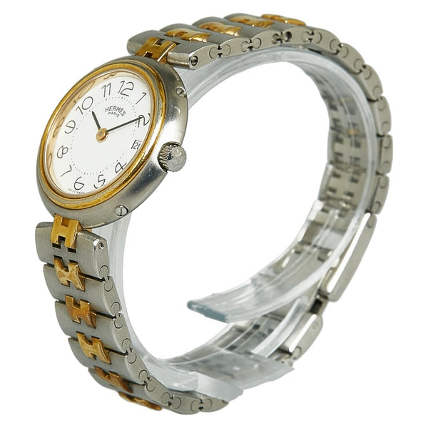 エルメス ボーイズ プロフィール 腕時計 クオーツ ホワイト文字盤 ステンレススチール レディース HERMES 【中古】