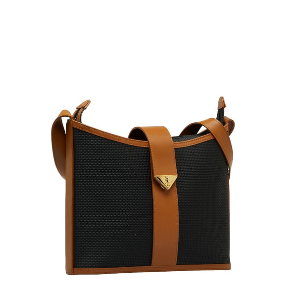 サンローラン 斜め掛け ショルダーバッグ ネイビー ブラウン PVC レザー レディース SAINT LAURENT 【中古】