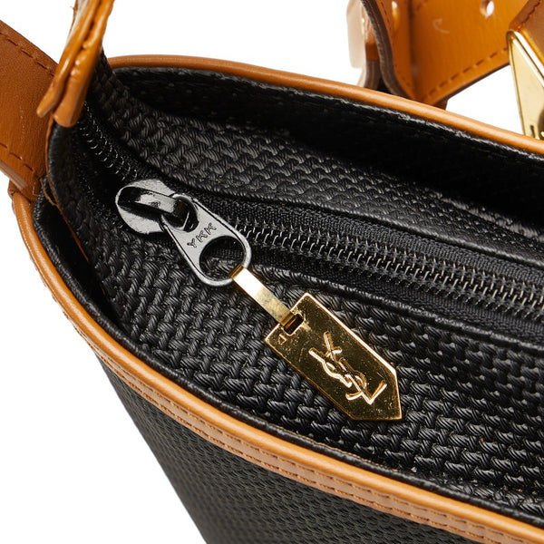 サンローラン 斜め掛け ショルダーバッグ ネイビー ブラウン PVC レザー レディース SAINT LAURENT 【中古】