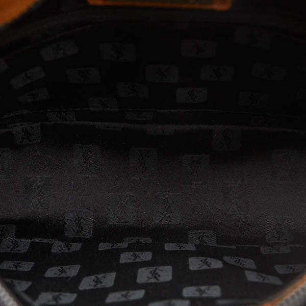 サンローラン 斜め掛け ショルダーバッグ ネイビー ブラウン PVC レザー レディース SAINT LAURENT 【中古】