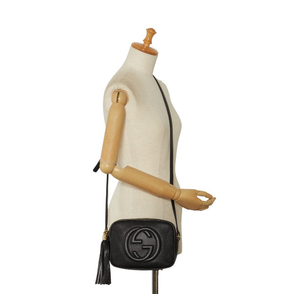 グッチ インターロッキングG ソーホー タッセル スモールディスコ 斜め掛け ショルダーバッグ  308364 ブラック レザー レディース GUCCI 【中古】