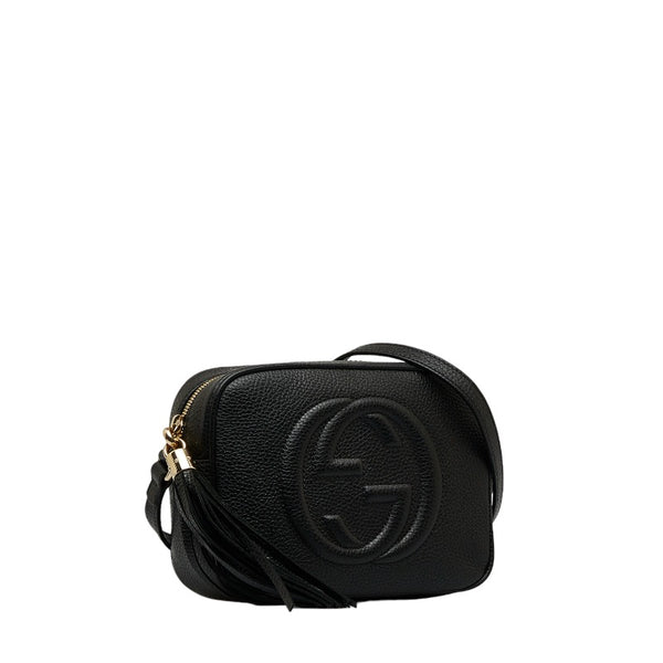 グッチ インターロッキングG ソーホー タッセル スモールディスコ 斜め掛け ショルダーバッグ  308364 ブラック レザー レディース GUCCI 【中古】