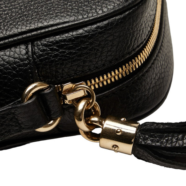 グッチ インターロッキングG ソーホー タッセル スモールディスコ 斜め掛け ショルダーバッグ  308364 ブラック レザー レディース GUCCI 【中古】