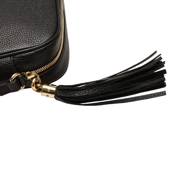 グッチ インターロッキングG ソーホー タッセル スモールディスコ 斜め掛け ショルダーバッグ  308364 ブラック レザー レディース GUCCI 【中古】