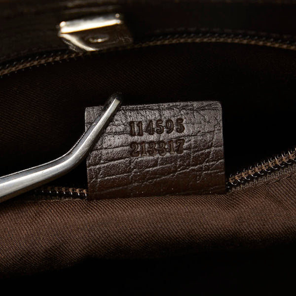 グッチ GGスプリーム ハンドバッグ トートバッグ 114595 ベージュ ブラウン PVC レザー レディース GUCCI 【中古】