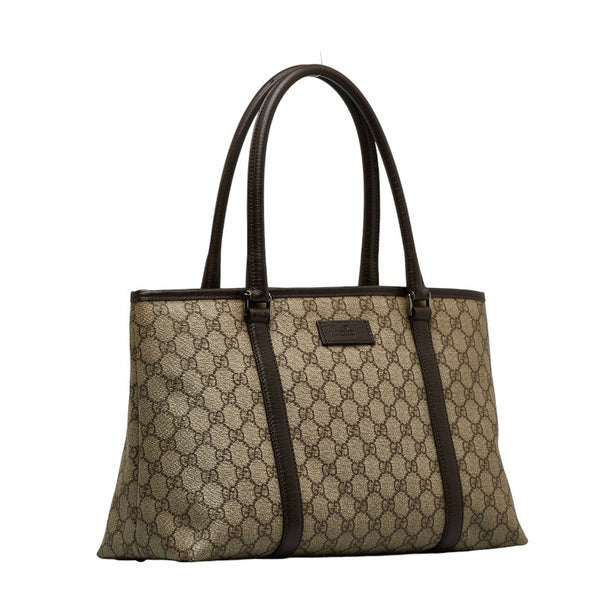 グッチ GGスプリーム ハンドバッグ トートバッグ 114595 ベージュ ブラウン PVC レザー レディース GUCCI 【中古】