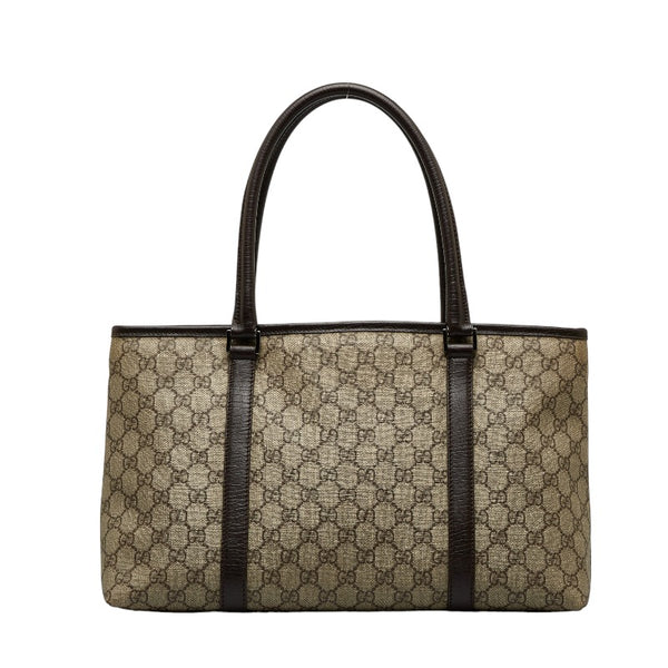 グッチ GGスプリーム ハンドバッグ トートバッグ 114595 ベージュ ブラウン PVC レザー レディース GUCCI 【中古】