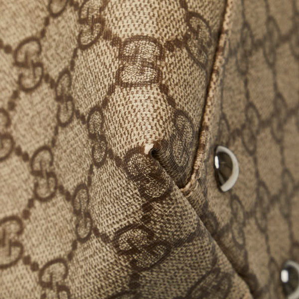 グッチ GGスプリーム ハンドバッグ トートバッグ 114595 ベージュ ブラウン PVC レザー レディース GUCCI 【中古】