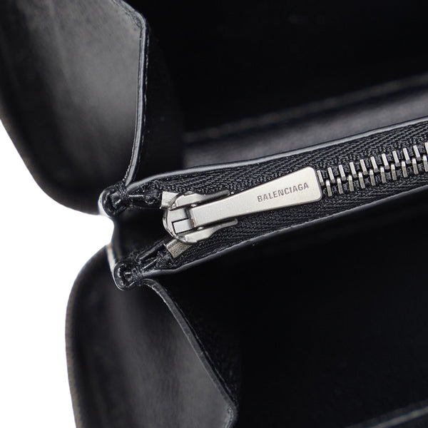 バレンシアガ BBロゴ クロコ型押し ラウンドファスナー 長財布 601390 ブラック レザー レディース BALENCIAGA 【中古】