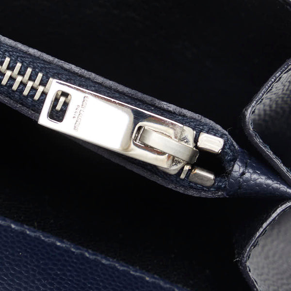 サンローラン フルジップウォレット 長財布 ネイビー レザー レディース SAINT LAURENT 【中古】