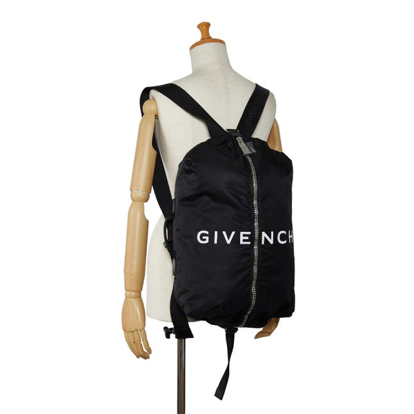 ジバンシー G ZIP back pack M Gジップ バックパック ロゴプリント リュック バックパック BK50A8K1JE 001 ブラック ホワイト シェル ナイロン メンズ Givenchy 【中古】
